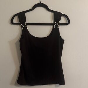 White House Black Market Black Tank with Silver Ring Details